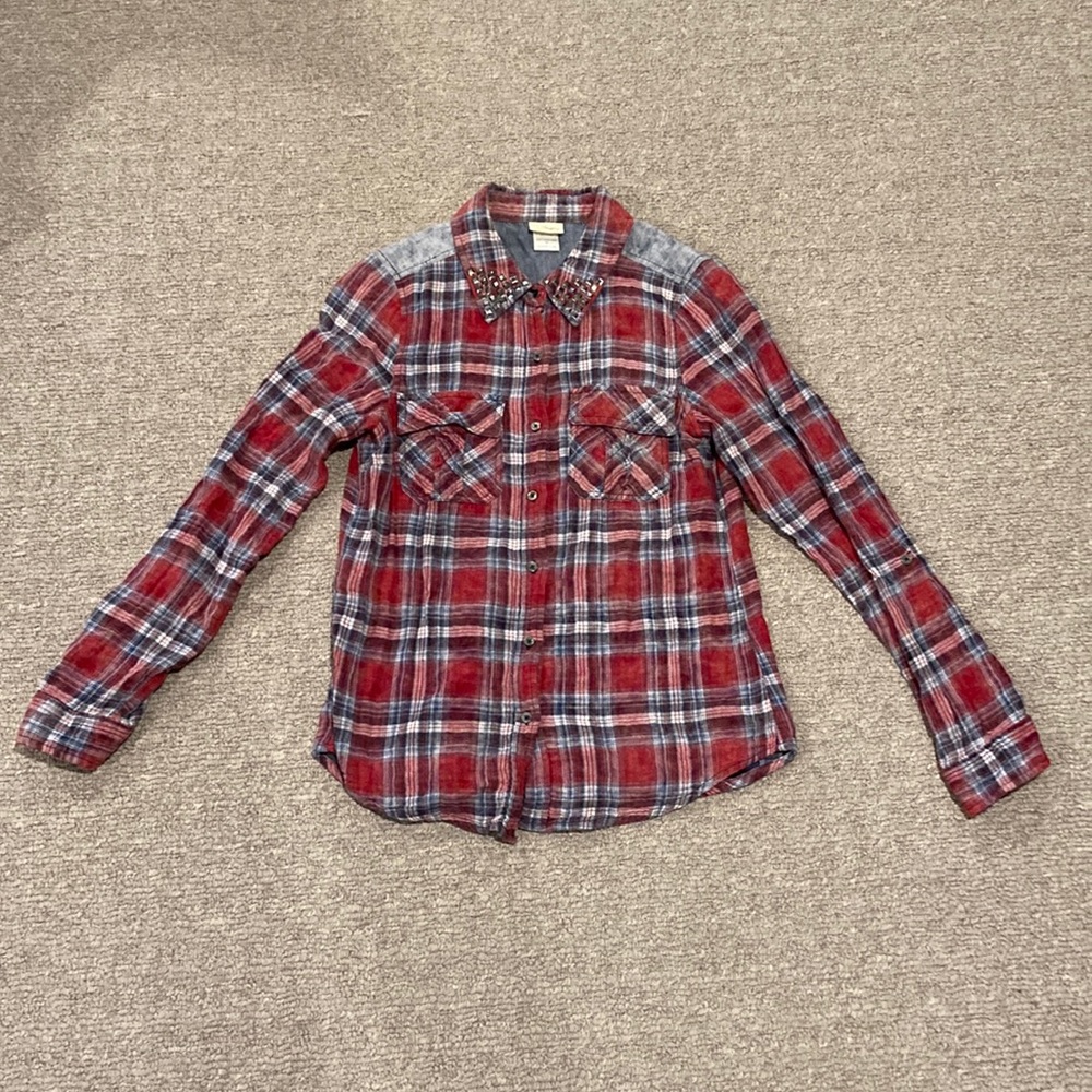 Daytrip Button Down Lone Sleeve Checkered Shirt